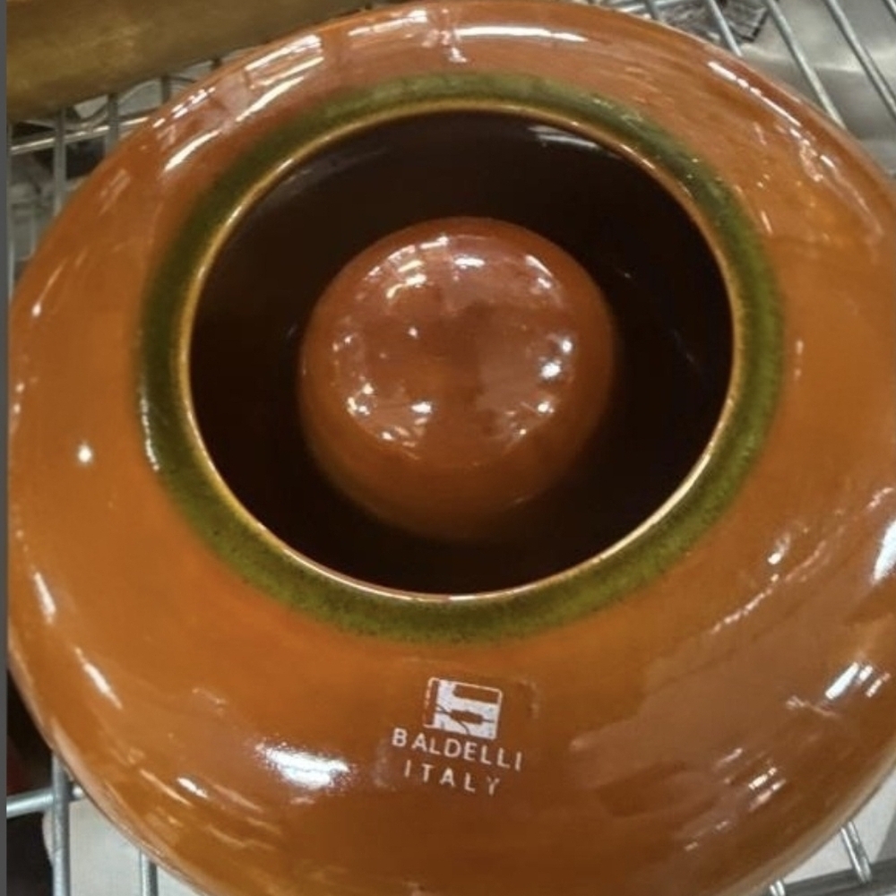 Vintage Baldelli Glazed Orange Pottery Ceramic Bowl Mid-Century Modern Art Italy - Picture 3 of 5